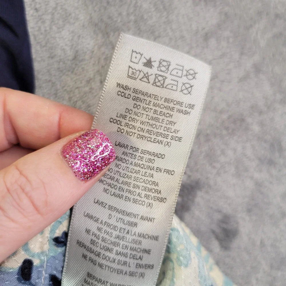 Avenue Womens Blue Patchwork Mixed Media Top‎ 18 20 Short Sleeve Boho Casual - Picture 9 of 10